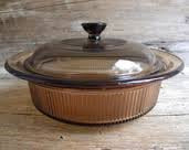 Corning Ware Visions Visionware Glass Amber Covered Casserole Baking Dish - 1 Qt