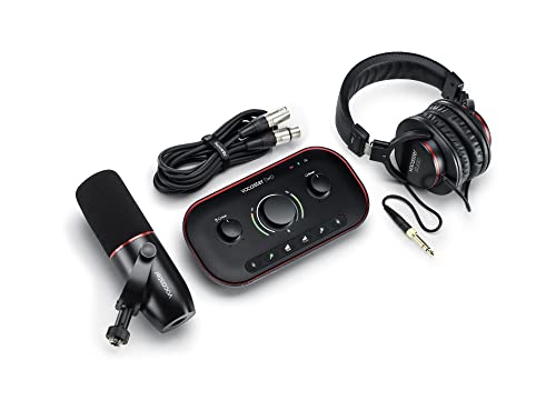 Focusrite Vocaster Two Studio — Podcasting Interface for Recording Host & Guest, with Professional Quality Vocaster DM14v Dynamic Microphone & HP60v Headphones. 2 Mic Inputs & Headphone Outputs