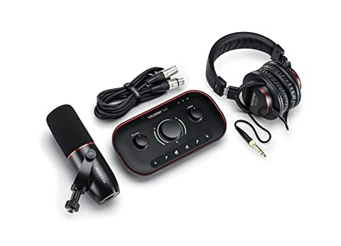 Focusrite Vocaster Two Studio — Podcasting Interface for Recording Host & Guest, with Professional Quality Vocaster DM14v Dynamic Microphone & HP60v Headphones. 2 Mic Inputs & Headphone Outputs