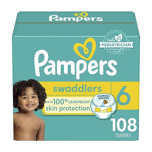 Diapers Size 6, 108 Count - Pampers Swaddlers Disposable Baby Diapers (Packaging & Prints May Vary)