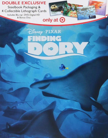 Finding Dory Double Exclusive Steelbook Packaging with 4 Collectible Lithograph Cards (Blu Ray, DVD, Digital HD and Disc) [Blu-ray]