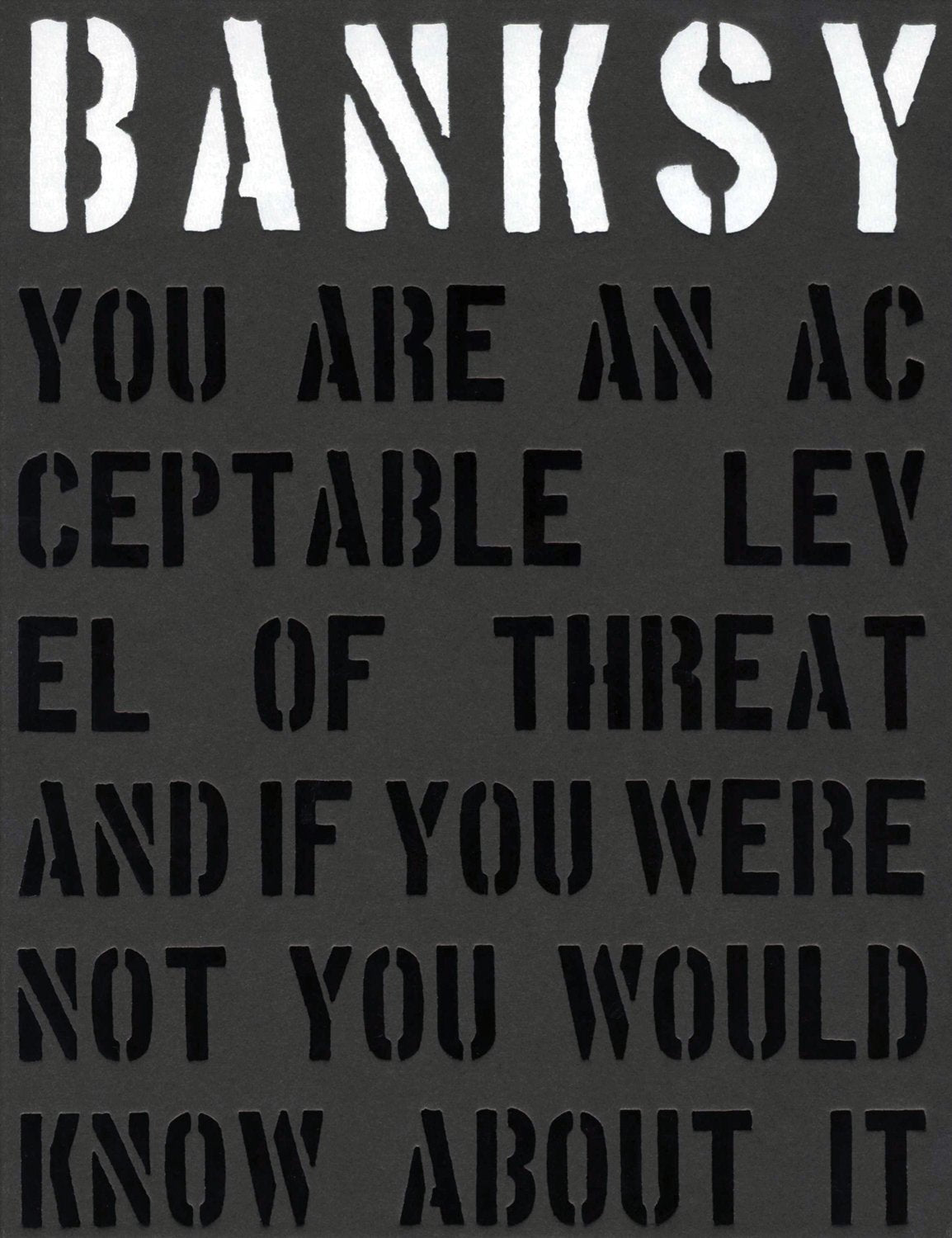 Banksy: You Are an Acceptable Level of Threat and if You Were Not You Would Know About It