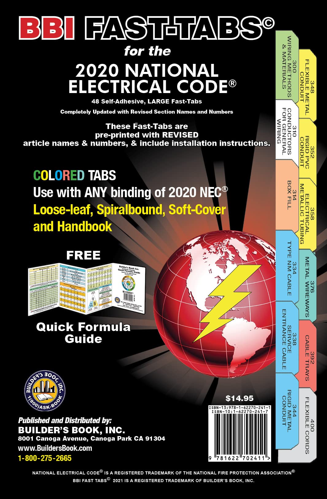 National Electrical Code NEC Colored 2020 Fast-Tabs For Softcover, Spiral, Loose-Leaf And Handbook