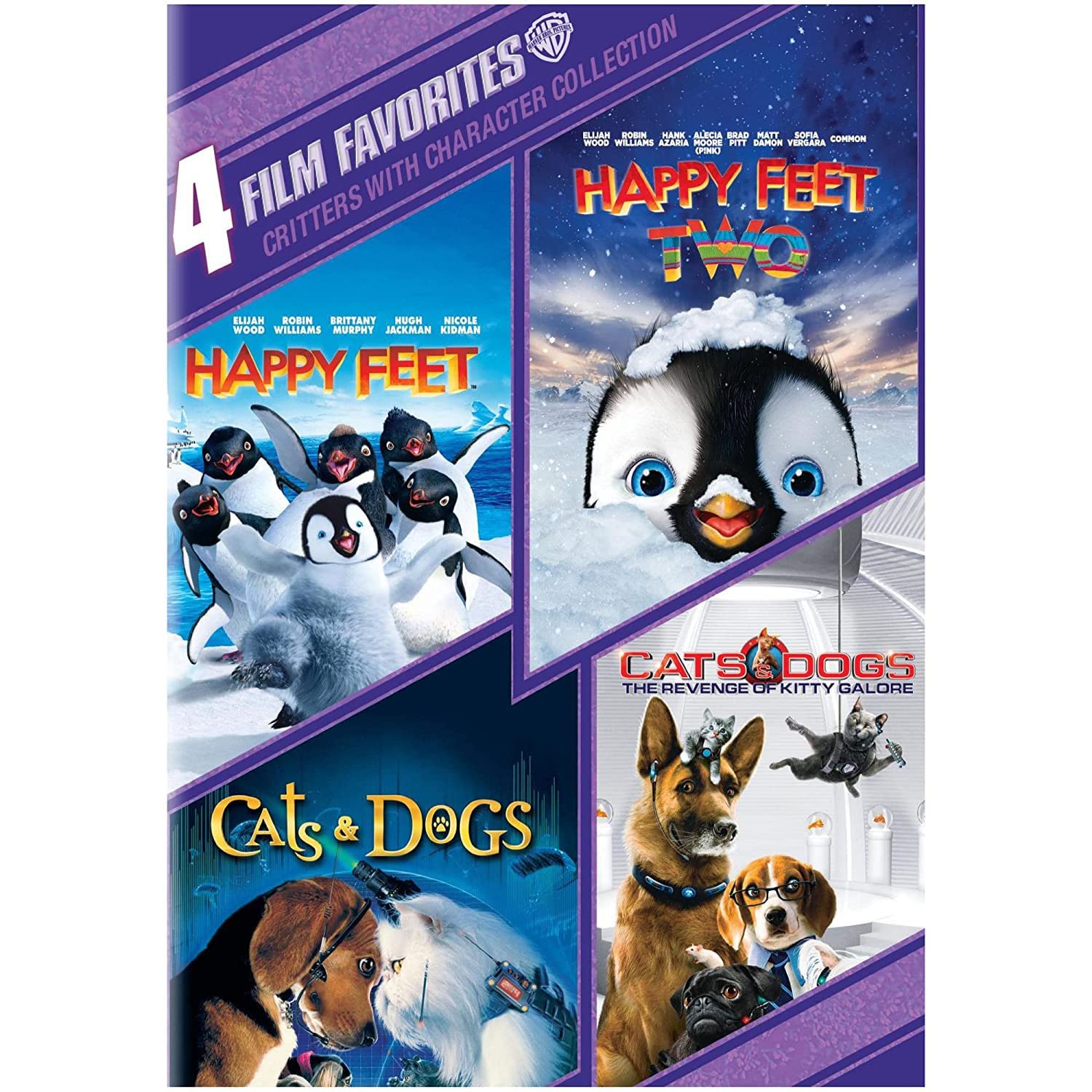 4 Film Favorites, Critters with Character Collection: Happy Feet, Happy Feet Two, Cats & Dogs, and Cats & Dogs: Revenge of Kitty Galore