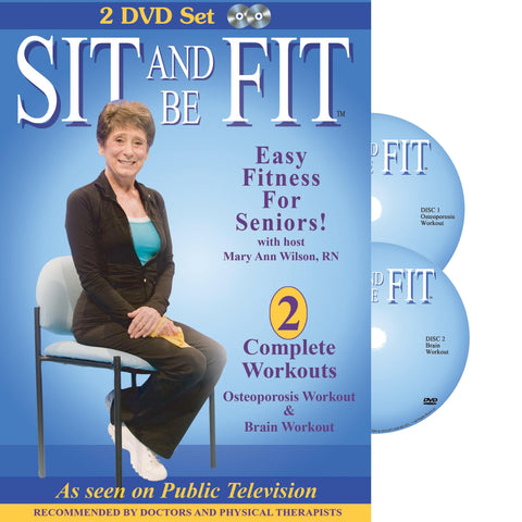 Sit and Be Fit: Osteoporosis and Brain Chair Exercise Workout for Seniors. Award-Winning, 2 DVD Set, Stretching, Strength, Balance, flexibility, muscle and bone strength, circulation, heart health, and stability, Developed By Mary Ann Wilson, RN