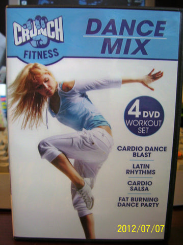 Crunch Fitness Dance Mix 4 DVD Workout set Includes Cardio Blast / Latin Rhythms / Cardio Salsa / Fat Burning Dance Party