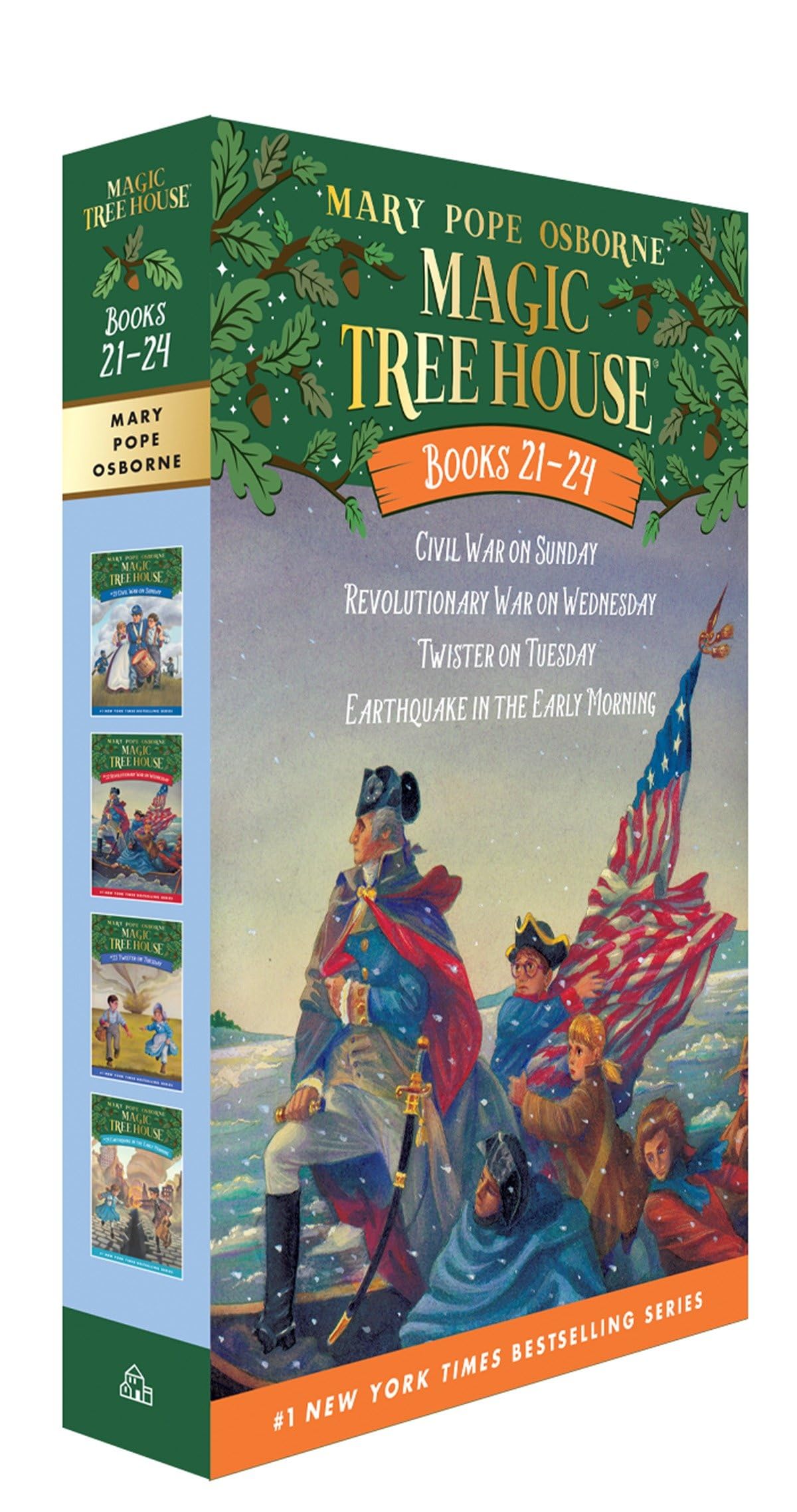 Magic Tree House Books 21-24 Boxed Set: Civil War on Sunday; Revolutionary War on Wednesday; Twister on Tuesday; Earthquake in the Early Morning
