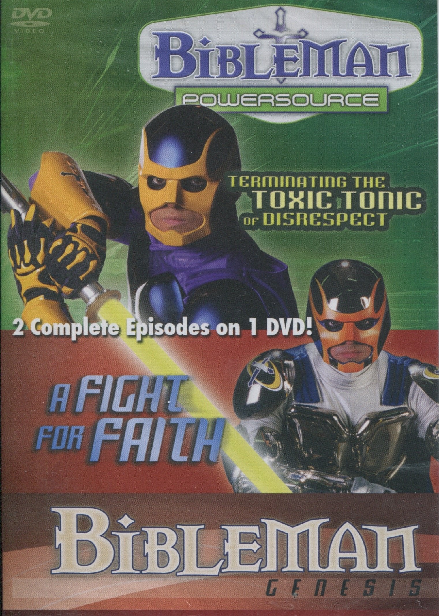 Bibleman Powersource "Terminating the Toxic Tonic or Disrespect" & Bibleman Genesis "A Fight for Faith." 2 Complete Episodes on 1 Dvd!