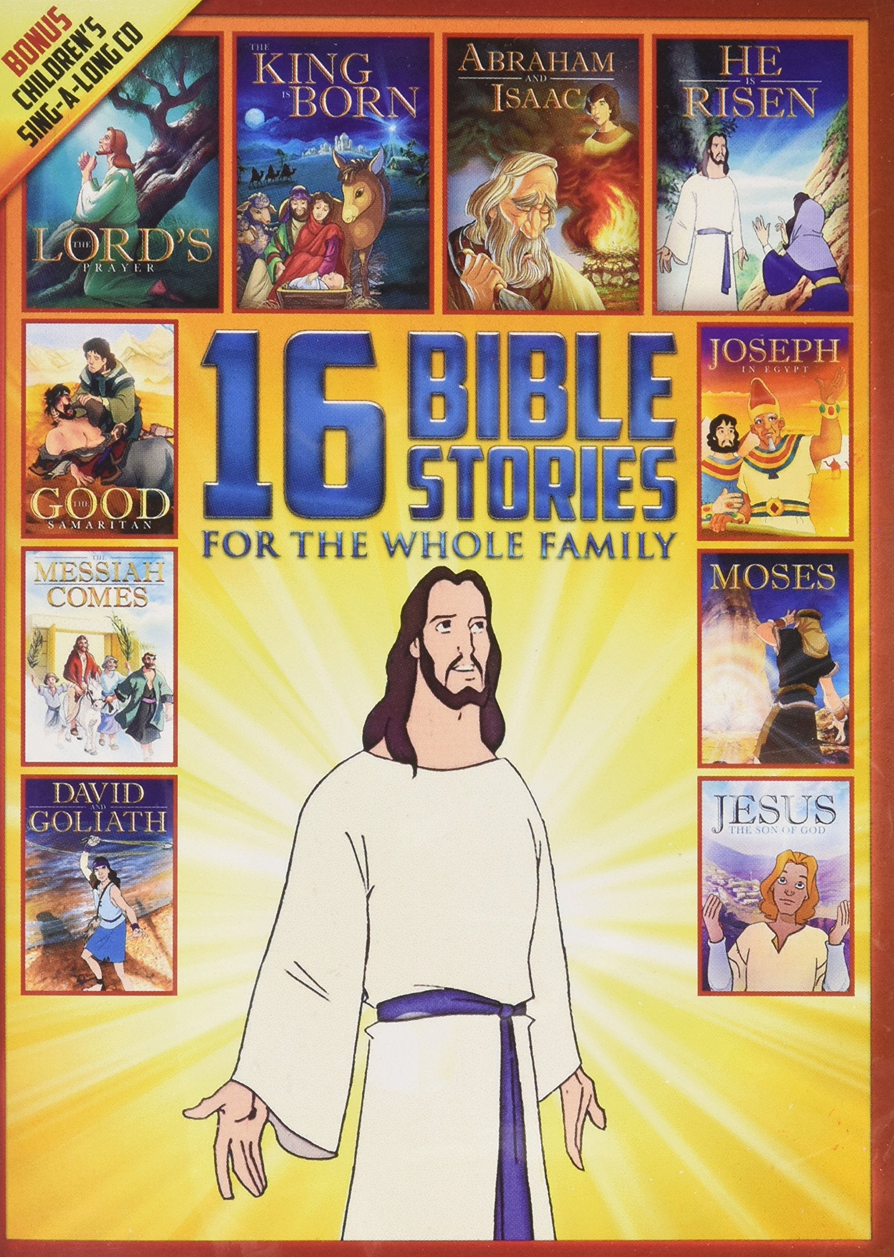 16 New and Old Testament Bible Stories for the Whole Family - Over 7 Hours on 2 DVDs - Includes Bonus Children's Sing-a-long CD (Jesus Cover)