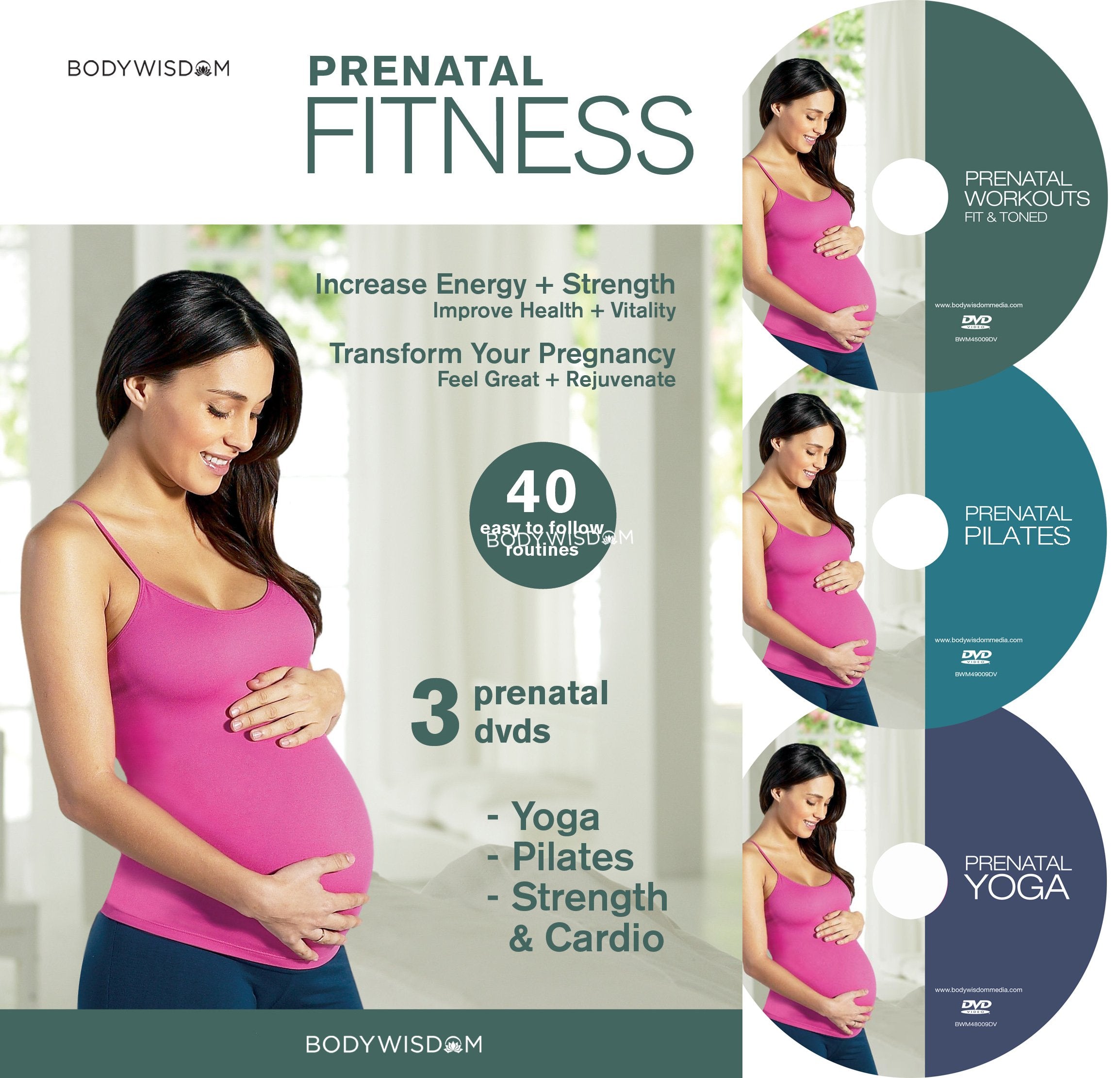 Prenatal Fitness (Deluxe 3 DVD Set - Prenatal Yoga, Pilates & Strength Training) Bonus Post-Natal Routines